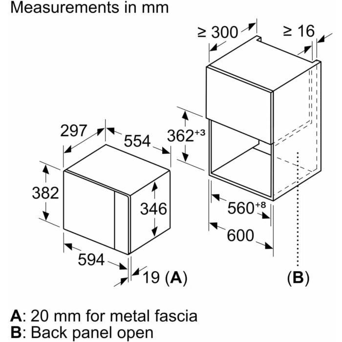 ميكرويف بلت إن 25 لتر BOSCH سيرىس 6 _ اللون أسود _ 60سم*38سم موديل BFL554MS0 - الصورة 2